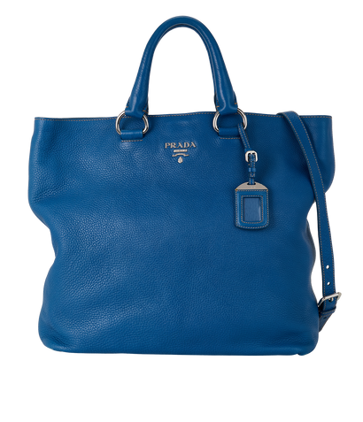 Tote, £395, Handbags, Blue, Leather, Front view